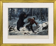 Currier & Ives Hand-Colored Lithograph Measuring -- 19th Century Print Remains Boldly Colored